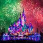 The Enchanted Storybook Castle lights up with special projections and magnificent fireworks