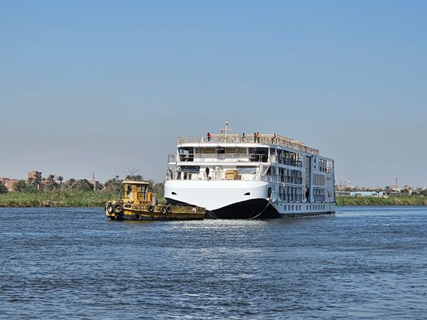 Viking today announced its newest ship for the Nile River—the 82-guest Viking Hathor—was “floated out,” marking a major construction milestone and the first time the ship has touched water.