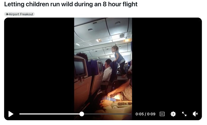 Letting children run wild during an 8 hour flight.